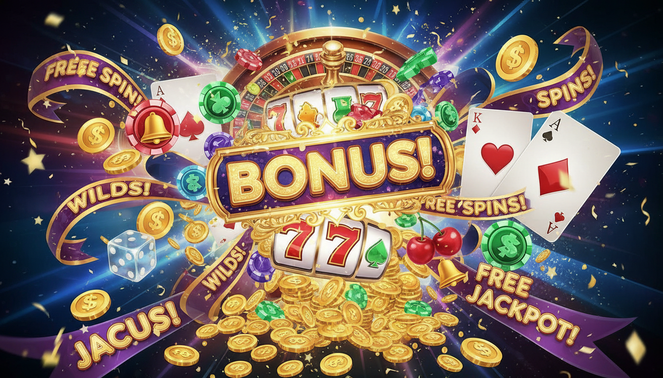 Collection of various casino bonus icons like free spins and gold coins with MuchBetter logo