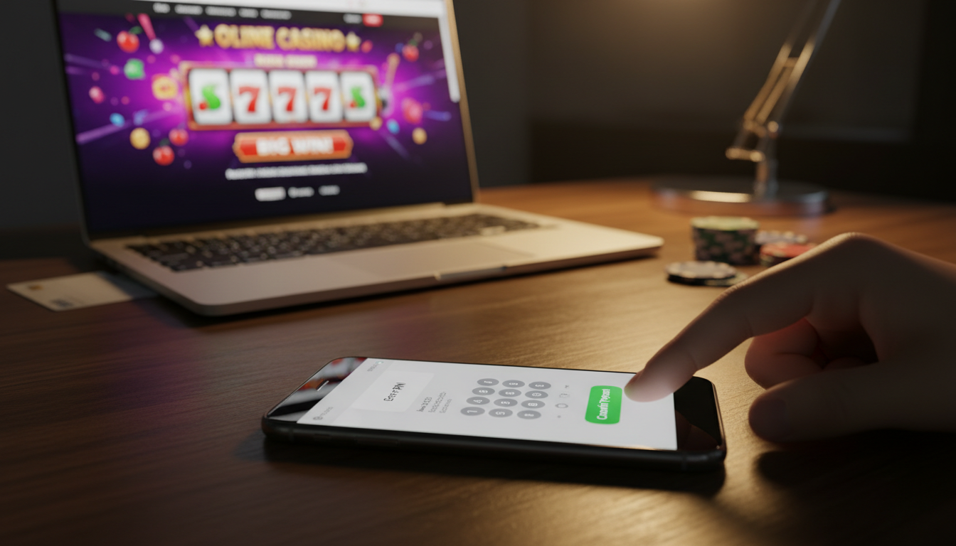 Smartfon na tle laptopa pokazujący proces płatności mobilnej