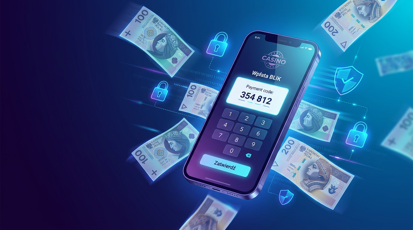 Smartfon z aplikacją kasyna online i systemem płatności BLIK